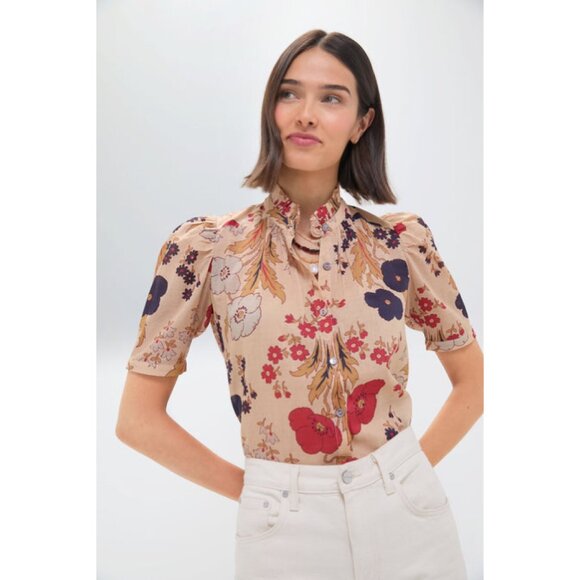 Alix of Bohemia tan Winnie Vintage Poppy blouse size XS